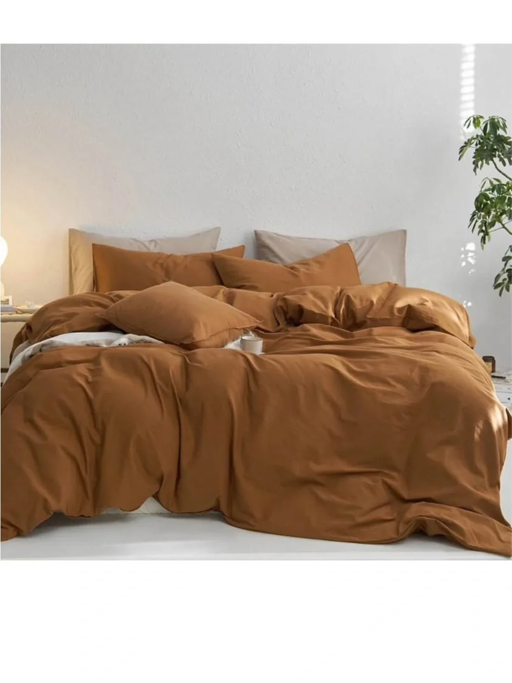 MooMee Queen Duvet Cover Set, 100% Washed Cotton Linen Like